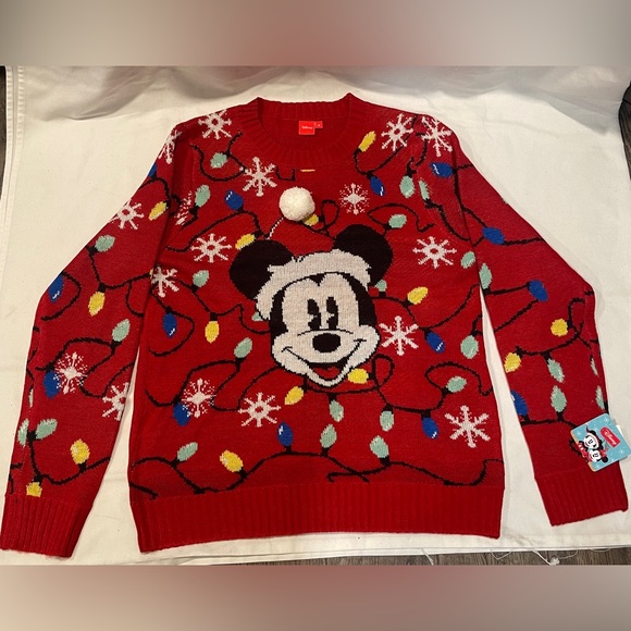 Disney Red Mickey Mouse Holiday Sweater - Picture 1 of 13